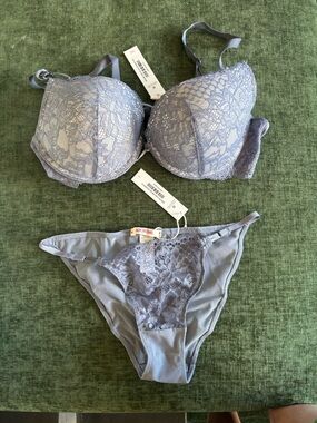 Adore Me Lace Push-Up Bra & Bikini Set in Light Lavender Gray